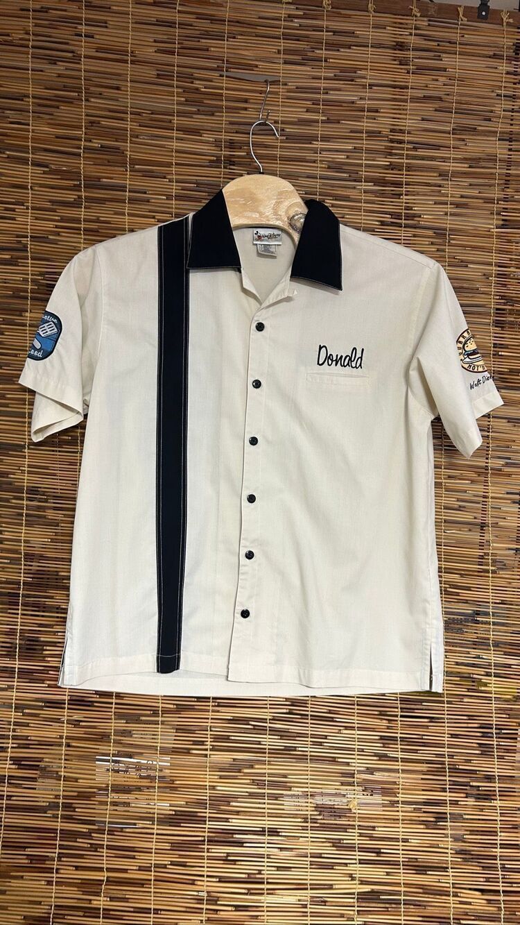 Vintage Disney Donald Duck Diner Bowling Shirt Mens Large Disneyland Resort Y2K